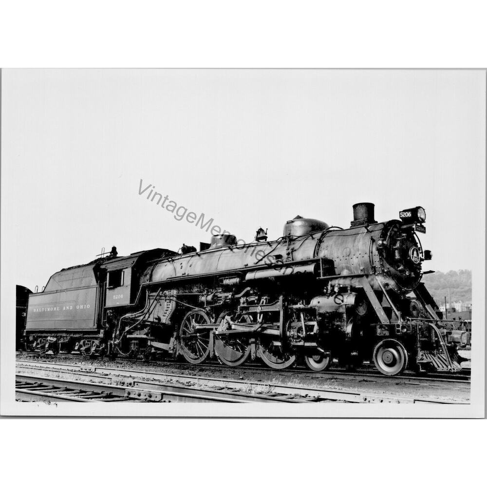 Vtg baltimore & ohio railroad bo 5206 steam locomotive 5"x7" real photo t2-165